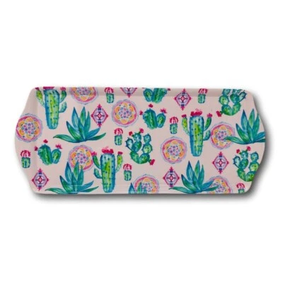 Kensie Home Melamine Serving Platter Tray Pink Cactus Southwest 15" - Image 1 of 2