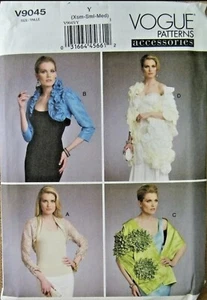 VOGUE PATTERN 9045 SHRUG BOLERO WRAPS  MISSES SIZES XSMALL SMALL MEDIUM  UNCUT - Picture 1 of 2