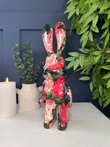 Flower Print Rabbit Ornament Sculpture - Picture 1 of 7