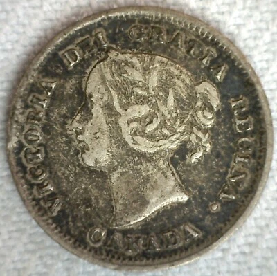 1891 Canada Silver Five Cents Coin 5c Canadian Very Fine Circulated Victoria - Image 1 of 2