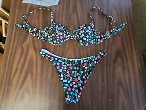 Swimsuit Two Piece Women Bikini Sets Floral Print Size M - Picture 1 of 6
