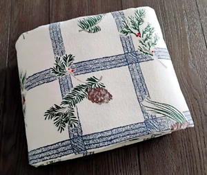 Copripiumino L.L.Bean Doppio Flanella Cotone Beige Invernale Ramo Albero Plaid 67x85 - Foto 1 di 10