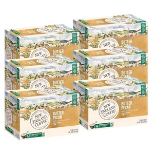6 PACK New England Coffee Butter Pecan, Med Roast, K-Cup Coffee Pods, 12 Count - Picture 1 of 4