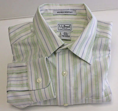  LL Bean Long Sleeve Shirt Dress Stripe Wrinke Resistant 16  / 32 - Image 1 of 4
