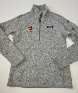 Womens Patagonia 1/4 Zip Better Sweater size Small gray Embroidered Patches - Picture 1 of 6