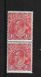 AUSTRALIA, 1924 CABEZAS, 1 1/2d ESCARLATA, PAR MONTADO SIN MONTAR O NUNCA MONTADO, 1 CON DEFECTO HALEPENCE, SG 77b - Imagen 1 de 1
