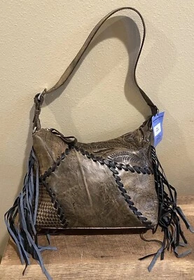 Bolso de Mano American West Para Mujer Parche Gitano Flecos para Hombro Cuero Marrón NUEVO Foto 1 de 4