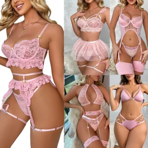 Sexy Women Lingerie Pink Lace Dress G-string Underwear Babydoll Sleepwear Gift - Picture 1 of 142