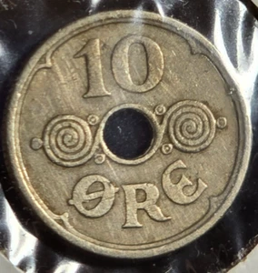 1924 Denmark 10 Ore - RARE High-Grade Coin 100+ Years Old! - Picture 1 of 2