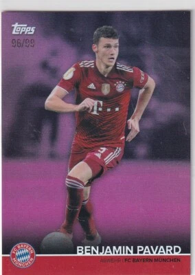 Topps Bayern Munich Team Set 2022 Benjamin Pavard 96/99 Purple Parallel - Image 1 of 2