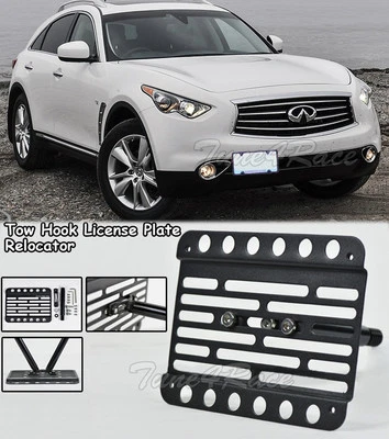 Gancho de remolque para parachoques delantero Infiniti QX70 14-16 soporte de matrícula reubicador Foto 1 de 4