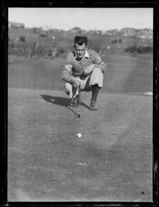 Golfer E Smith watching one of his balls after a shot, NSW, ca 1920s Old Photo
