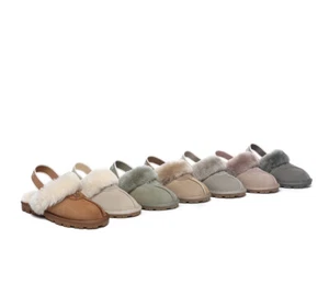 AUSTRALIAN SHEPHERD® UGG Slippers Women Men Sheepskin Wool Strap Slippers Waffle - Picture 1 of 60