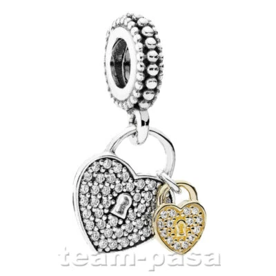 PANDORA Element 791807CZ Liebesschloss Charm Anhänger Bicolor Schmuck - Bild 1 von 2