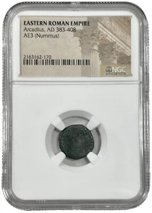 Moneda antigua del Imperio Romano de Oriente Arcadio AD 383-408 AE3 Nummus certificada NGC - Imagen 1 de 3