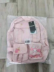 Sanrio Hello Kitty My Melody Pink Floral Multi Pocket Backpack - Picture 1 of 4