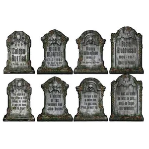 Halloween Tombstone Wall Cutouts 4 Pack 16" Paper Halloween Decorations Supplies - Picture 1 of 1