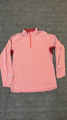 Nike Dri-Fit Running 1/4 Zip Pullover Shirt Large Red Long Sleeve 404652-621 - Image 1 of 4