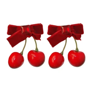 Fashionable Winter Hair Clip Cherry Shaped Plush Accent For Various Accessory - Picture 1 of 8