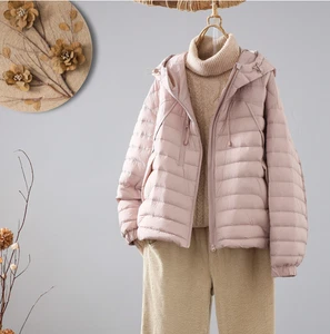 Mujeres Otoño Invierno Con Capucha 90% Blanco Pato Plumón Abrigo Ligero Plumón Chaqueta - Imagen 1 de 11