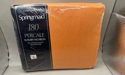 Vintage Springmaid Percale 180 Thread Twin Set NEW Orange 50/50 Blend No-Iron - Image 1 of 4