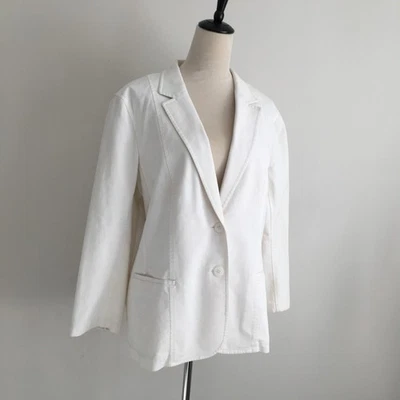 LAFAYETTE 148 Eggshell/White Double Slit Hem Denim Blazer Jacket Womens sz 16 - Image 1 of 4