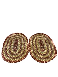 Woven Braided Jute Mini Rug Placemat 14”x10” Set Of 2 Red - Picture 1 of 3