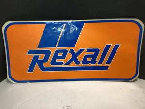 Vintage selten REXALL Fenster Aufkleber Peel Stick 13x6" orange blau - Bild 1 von 2