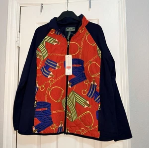 Giacca trapuntata LRL Ralph Lauren Active Equestrian Horse donna 1x zip blu rosso - Foto 1 di 3