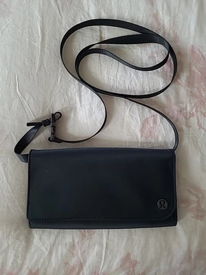 Lululemon Wallet Clutch Crossbody Bag - Black - Nylon - Snap Closure - Image 1 of 4
