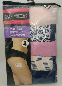 Joe Boxer Mujer 100% Algodón Talla Grande Hipster Calzoncillos Paquete de 5 Talla 12 Nuevo en Paquete - Imagen 1 de 2