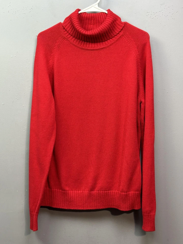 Suéter Jeanne Pierre Mujer XL Rojo Cuello Alto 100% Algodón Pullover Tejido Raglán Foto 1 de 4