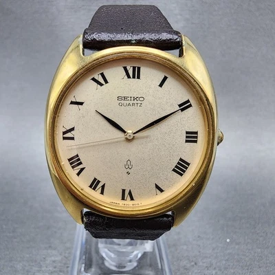 Reloj Seiko Hombre 32mm Esfera Champagne Chapado en Oro Redondo 7830-8000 Batería Nueva De Colección Foto 1 de 4
