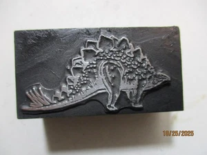 Printing Letterpress Printer Type Block Stegosaurus Dinosaur Print Cut - Picture 1 of 6
