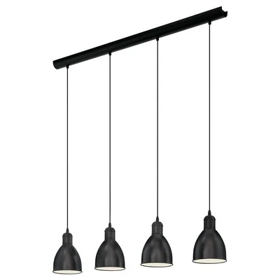 Lampadario A Sospensione Vintage Priddy Acciaio Nero Bianco 4 Luci E27 - Immagine 1 di 2