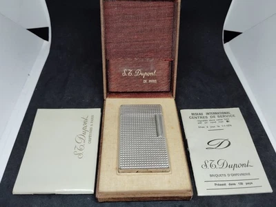 Vintage Dupont gas lighter silver line 1L with Box - Image 1 of 4