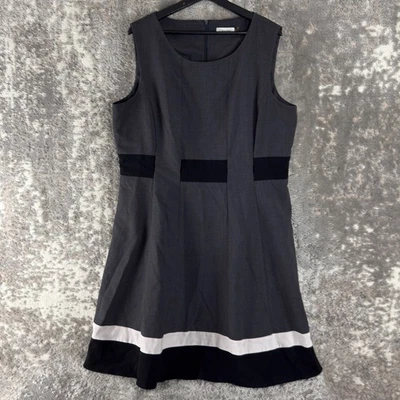 Calvin Klein Plus Sz 18 Stretch Striped Casual Fit Flared Sleeveless Midi Dress - Image 1 of 4