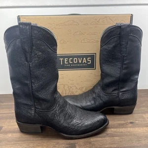 Tecovas The Jasper Smooth Ostrich Boot Size 11D 99152 Gunmetal Next To New Black - Picture 1 of 24
