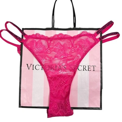 NUEVO CON ETIQUETAS Victoria's Secret Muy Sexy Rosa Encaje Brasileño Estrás Correa Panty M Foto 1 de 4