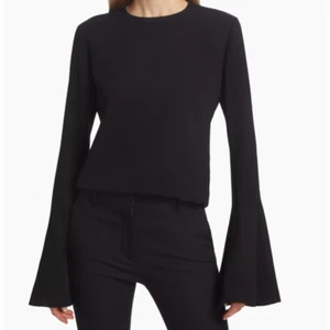 Michael Lauren Black Flutter Sleeve Long Sleeve Blouse | Large  - Picture 1 of 7