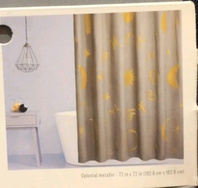 Cortina de ducha de tela tejida con gofres - Esencial para la habitación - 72" x 72" Foto 1 de 2