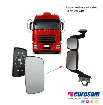 VETRO SPECCHIO RETROVISORE DX/SX TERMICO ADATTO IVECO EUROCARGO STRALIS TRAKKER - Immagine 1 di 3