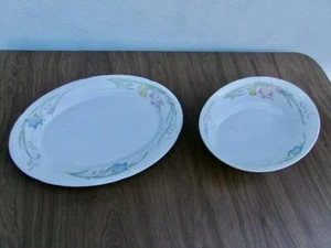 FINE CHINA OF JAPAN *FRENCH GARDEN* 1 OVAL PLATTER & 1 OVAL VEGETABLE BOWL - Picture 1 of 9
