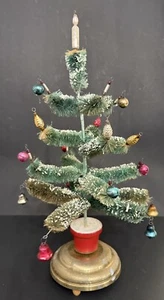 VTG Bottle Brush Christmas Tree 15” w/ Ornaments & Rotates Plays Music WORKS OLD - Picture 1 of 12
