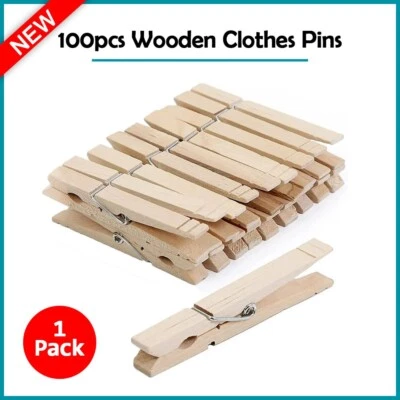 B2G1 FREE 100-Pack New High Quality Wooden Clothespins Strong Durable FAST SHIP! - Image 1 of 4