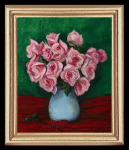 Still Life Floral Flowers Miniature Dollhouse Art Picture 8643 - Imagen 1 de 1
