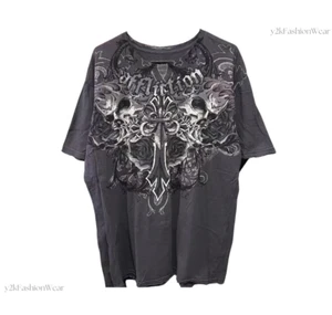 Y2K Skull Graphic Tee Shirt | Men/Woman Oversized Harajuku Gothic Streetwear Top - Picture 1 of 3