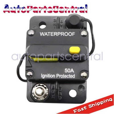 SOILLAR 1X 50AMP 12V DC Circuit Breaker Reset Car Auto Marine Stereo Audio FuseInverter