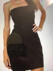 NWT Silky Black Strapless Sequined Dress By GMG/Sz. Small/3-5 - Picture 1 of 2