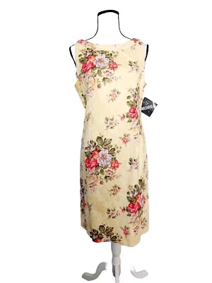 全新/K 工作室/女士/Z.14/MIDI 笔式连衣裙/花卉/黄色/100% 棉/领带背面/ — 第 1/4 张图片